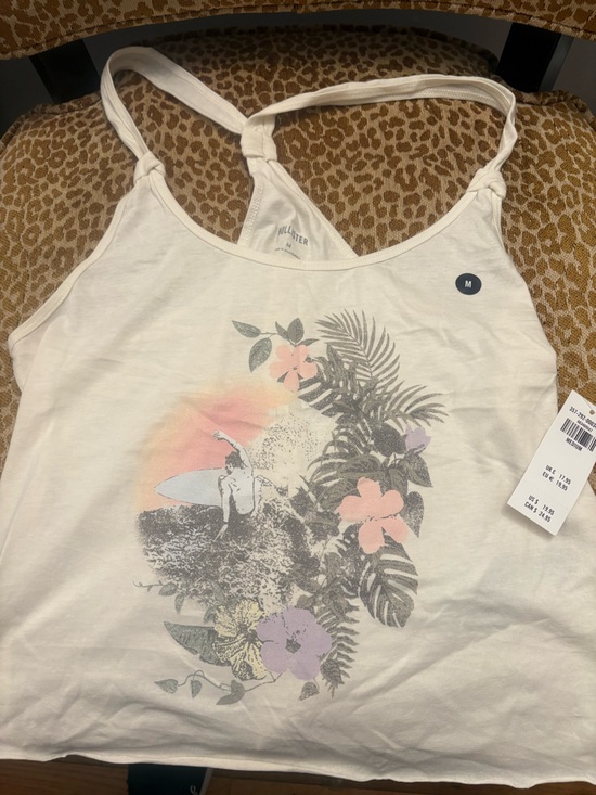 Hollister Tops - Hollister Cream Tropical Surf Graphic Tank Top Women’s NWT